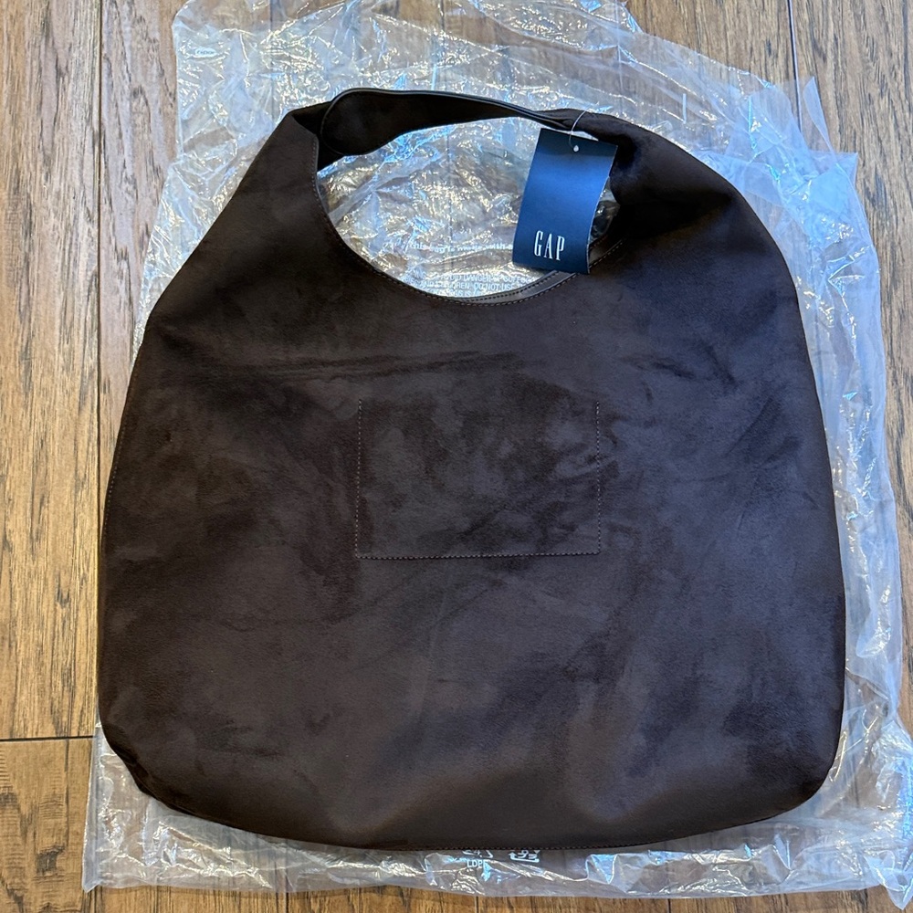 GAP Women’s Vegan Suede Dark Brown Hobo Bag, NWT
